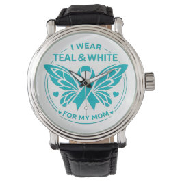 I Wear Teal & White for My Mother Button Armbandsur
