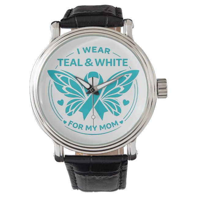 I Wear Teal & White for My Mother Button Armbandsur (Framsida)