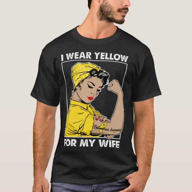 I Wear Yellow For My Wife Endometriosis Awareness T Shirt (Framsida)