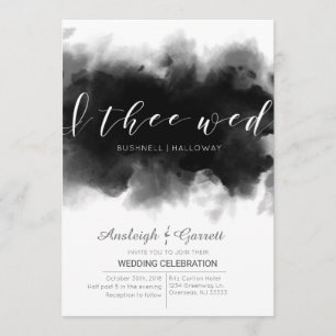 I Wed Mörk Watercolor Goth Wedding bjudande Inbjudningar