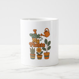 I Wet My Plants – Retro 70s Stripes Jumbo Mugg