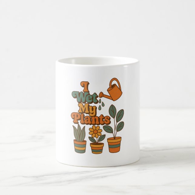 I Wet My Plants – Retro 70s Stripes Kaffemugg (Center)