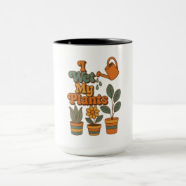 I Wet My Plants – Retro 70s Stripes Mugg