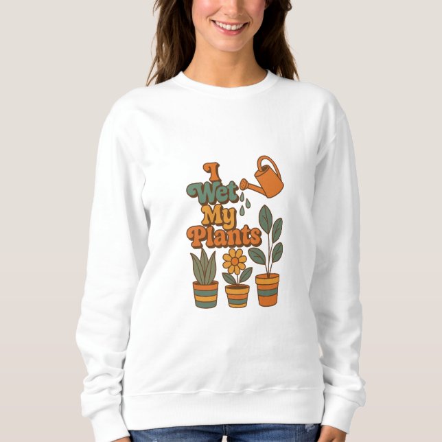 I Wet My Plants – Retro 70s Stripes T Shirt (Framsida)