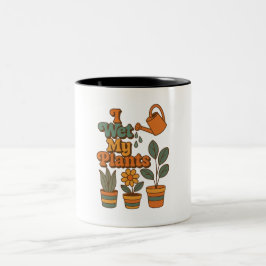 I Wet My Plants – Retro 70s Stripes Två-Tonad Mugg