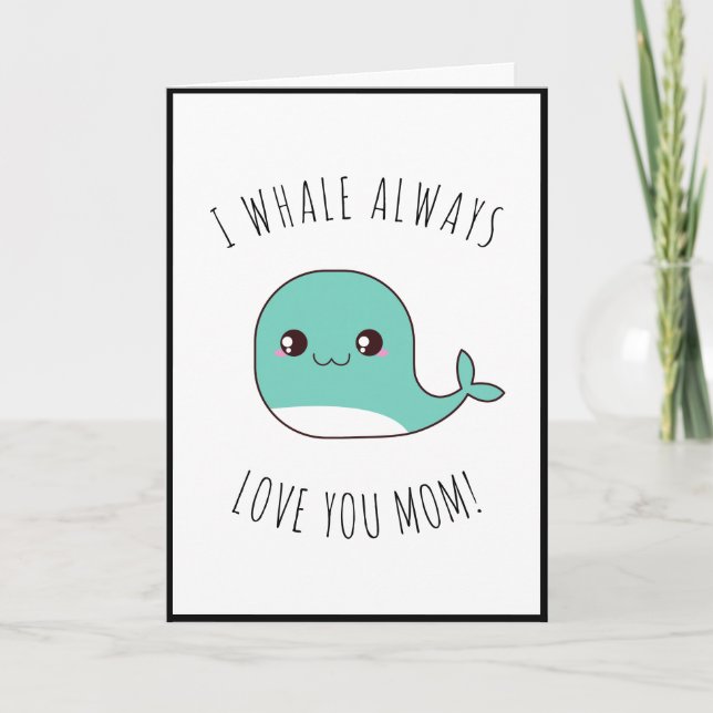 I Whale Alltid Kärlek You Mamma Cute Kawaii Animal Helgkort (Framsida)