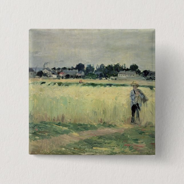 I wheatfielden på Gennevilliers 1875 Knapp (Framsida)