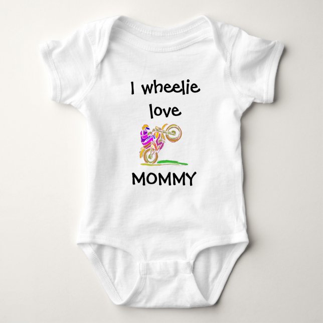 I Wheelie Kärlek Mamma Motocross Baby Bodykostym T Shirt (Framsida)
