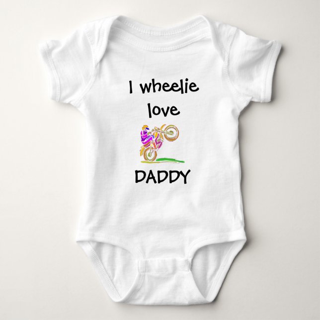 I Wheelie Kärlek pappa Motocross Baby Bodykostym T Shirt (Framsida)