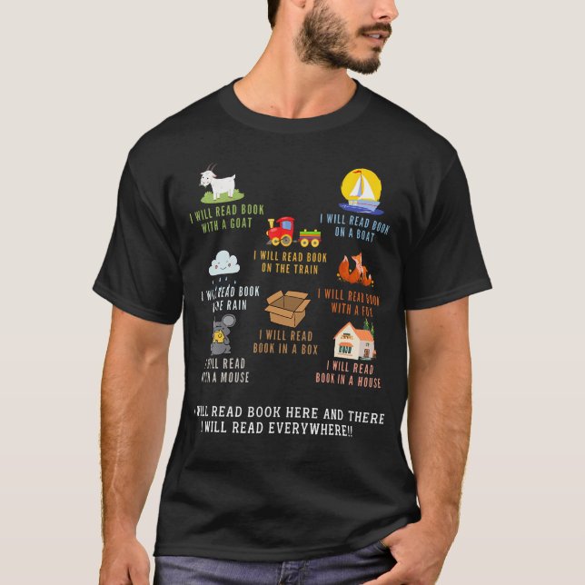 I Will Read Books On A Boat And Everywhere Reading T Shirt (Framsida)