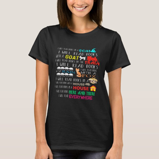 I Will Read Books On A Boat & Everywhere Reading K T Shirt (Framsida)