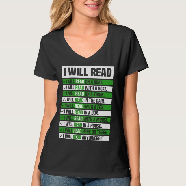 I Will Read Books On A Boat & Everywhere Reading   T Shirt (Framsida)