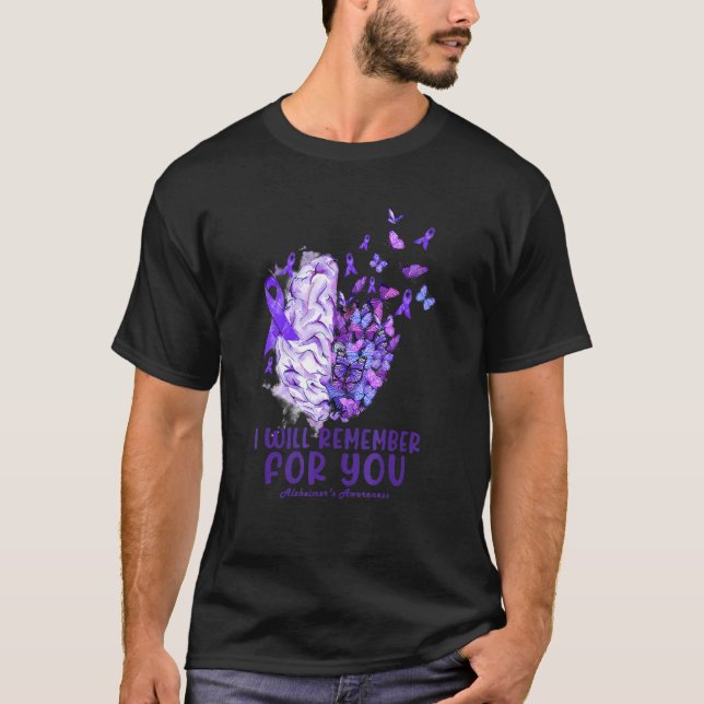 I Will Remember For You Alzheimer's Awareness Brai T Shirt (Framsida)