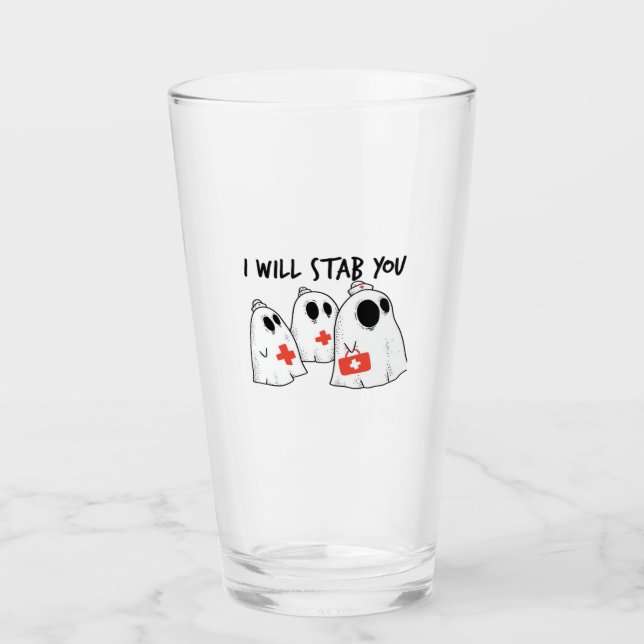 I Will Stab You Ghost Nurse Funny RN Halloween Gho Glaskopp (Framsida)