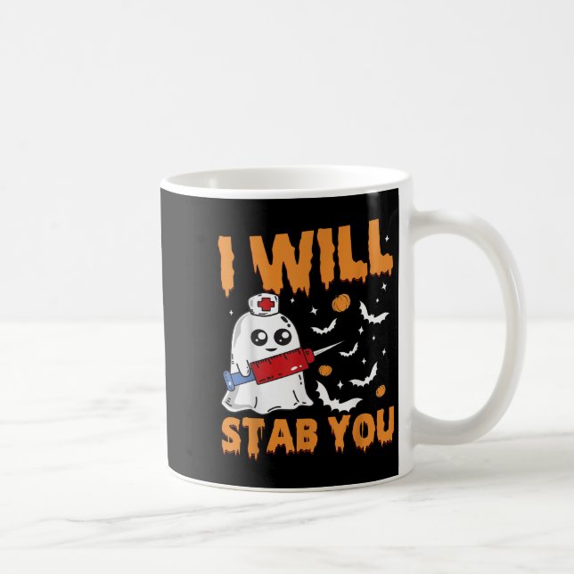 I Will Stab You Ghost Nurse Retro Funny Halloween  Kaffemugg (Höger)