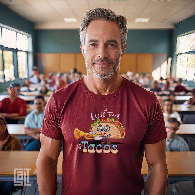 I will Teach for Tacos Teacher Male Music Essentia T Shirt (Skapare uppladdad)