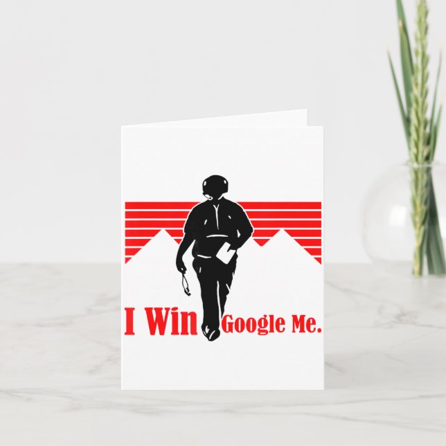 I Win Google Me Motivational Retro Silhouette Shir Kort (Framsida)