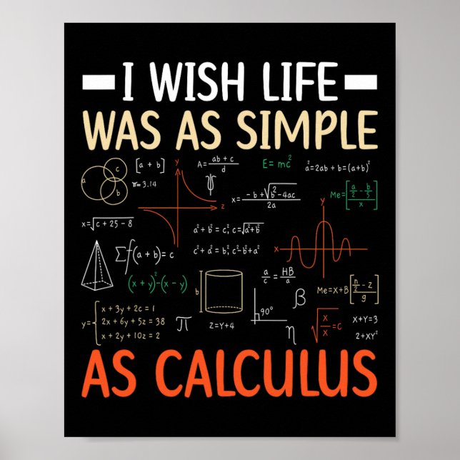 I Wish Life Was As Simple As Calculus Math Teacher Poster (Framsidan)