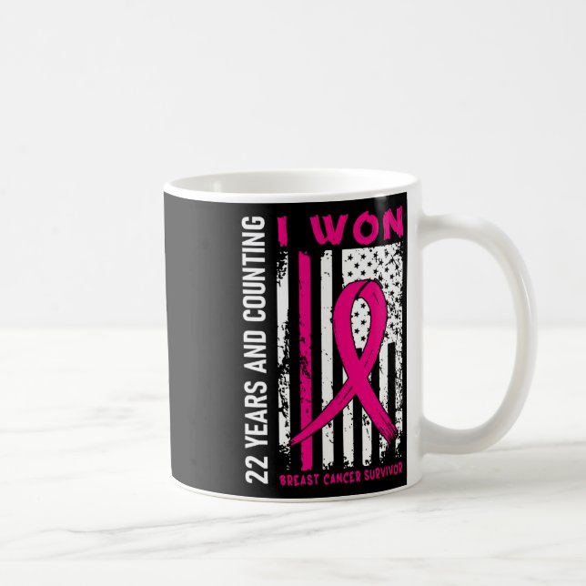 I Won Bröstcancer överlevande 22-årsdagen C Kaffemugg (Höger)