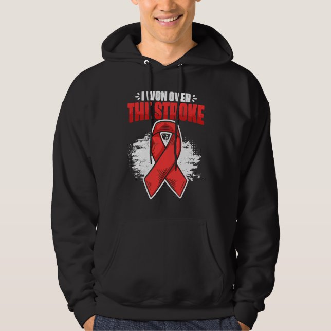 I Won Over Stroke Survivor Red Ribbon Stroke Aware Hoodie (Framsida)