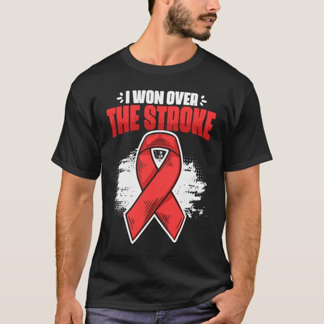 I Won Over Stroke Survivor Red Ribbon Stroke Aware T Shirt (Framsida)