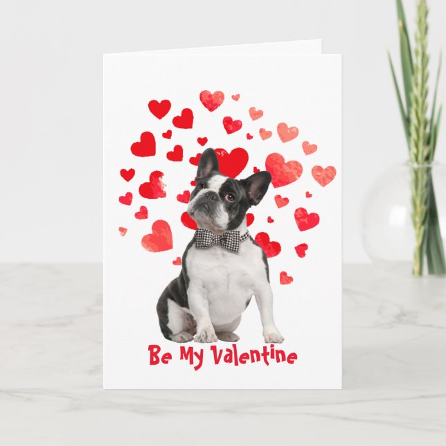 I Woof Kärlek You Boston Terrier Hund Valentine Helgkort (Framsida)