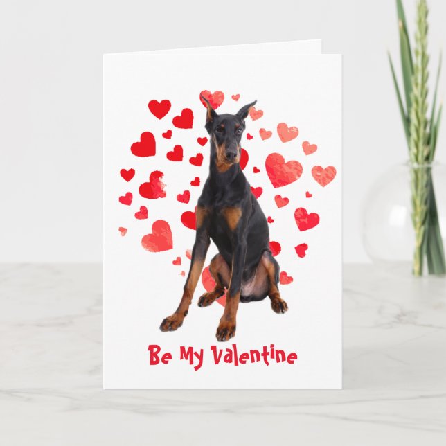 I Woof Kärlek You Doberman Pinscher Hund Valentine Helgkort (Framsida)