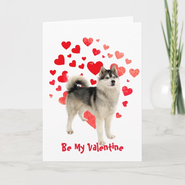 I Woof Kärlek You Husky Hund Valentine Helgkort (Framsida)