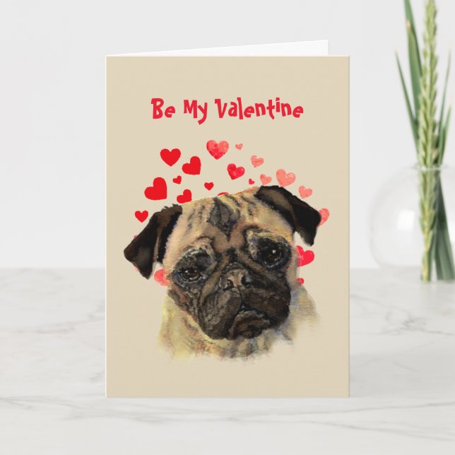 I Woof Kärlek You Pug Hund Valentine Helgkort (Framsida)