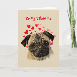 I Woof Kärlek You Pug Hund Valentine Helgkort
