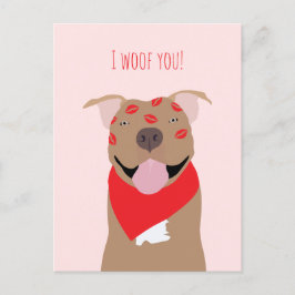 I Woof You American Bulldog Kiss Marks Helg Vykort