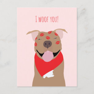 I Woof You American Bulldog Kiss Marks Helg Vykort
