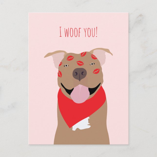 I Woof You American Bulldog Kiss Marks Helg Vykort (Framsida)