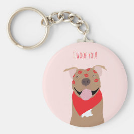 I Woof You American Bulldog Kiss Marks Nyckelring