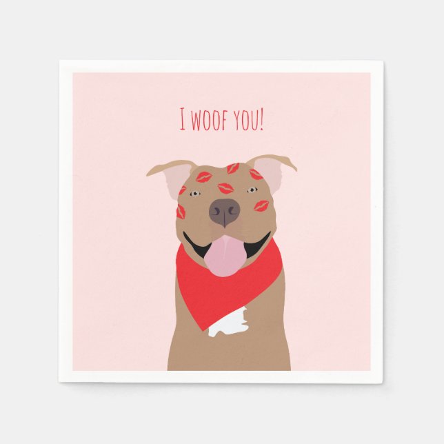 I Woof You American Bulldog Kiss Marks Pappersservett (Framsidan)