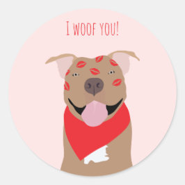 I Woof You American Bulldog Kiss Marks Runt Klistermärke