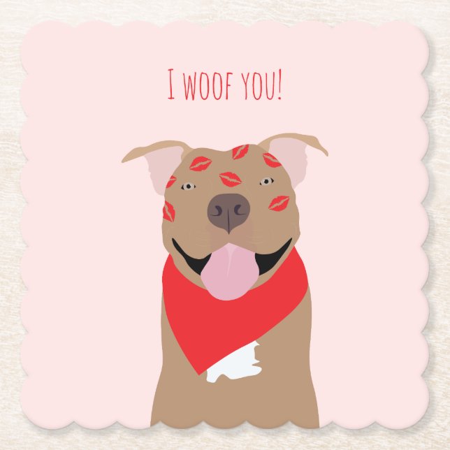 I Woof You American Bulldog Kiss Marks Underlägg Papper (Framsida)
