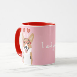 I Woof You Corgi Valentines Hund Mugg