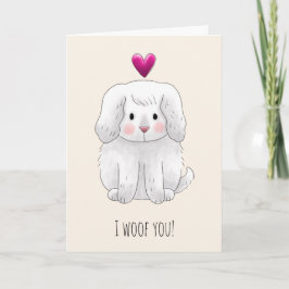 I Woof You Cute Kids Funny Valentines Day Helgkort