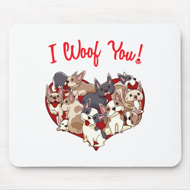 I Woof You French Bulldog Dog Heart Shape Valentin Musmatta (Framsidan)