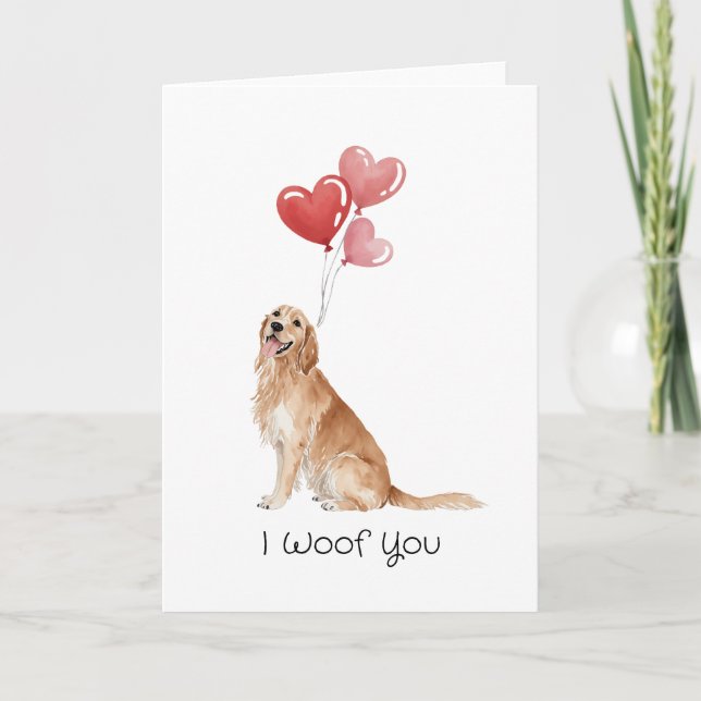 I Woof You Golden Retriever Helgkort (Framsida)