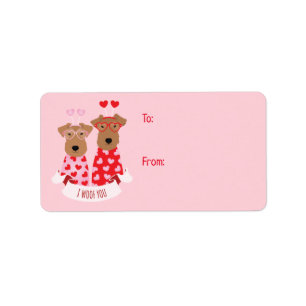 i Woof You Valentine Wire Fox Terrier Hundar Adressetikett