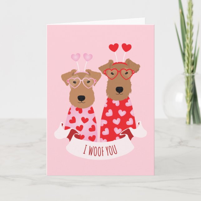 i Woof You Valentine Wire Fox Terrier Hundar Helgkort (Framsida)