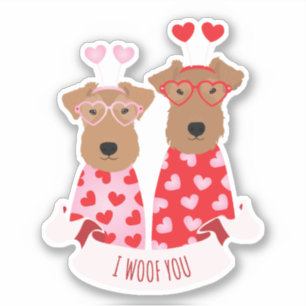 i Woof You Valentine Wire Fox Terrier Hundar Klistermärken
