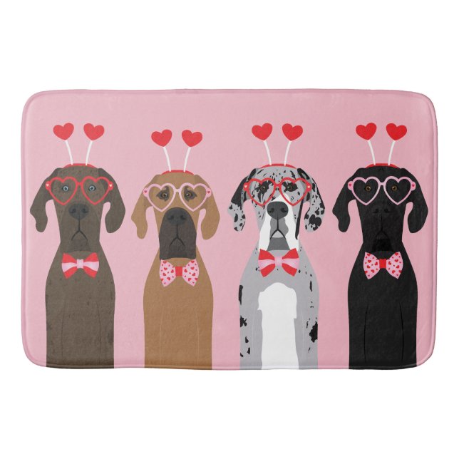 I Woof You Valentines day Great dane Hundar Badrumsmatta (Framsidan)