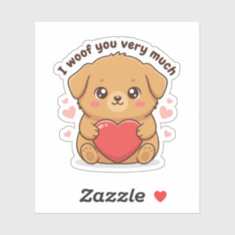 I Woof You Very Much Cute Dog Puppy Valentine  Klistermärken