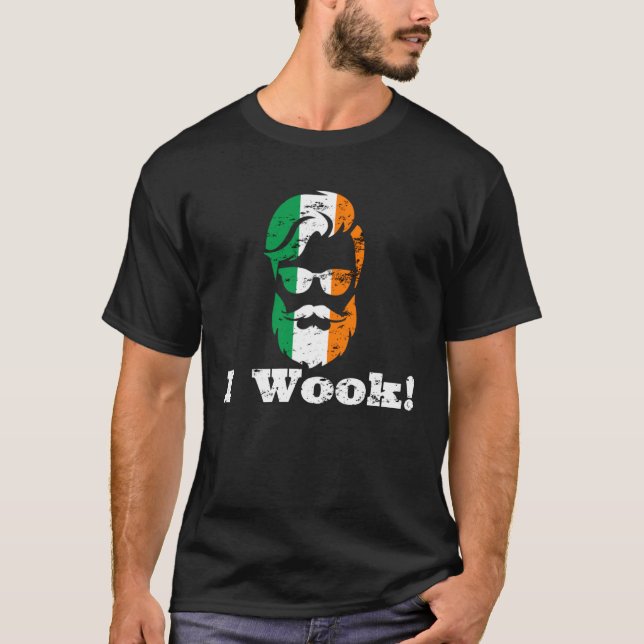 I WOOK WORK IRISH FLAG BEARD SUNGLASSES MAN T SHIRT (Framsida)