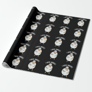 I Wool Överlever Funny Sheep Pun Mörk BG Presentpapper