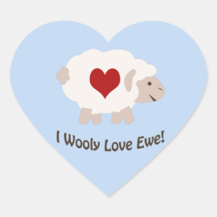 I Wooly Kärlek Ewe Hjärtformat Klistermärke