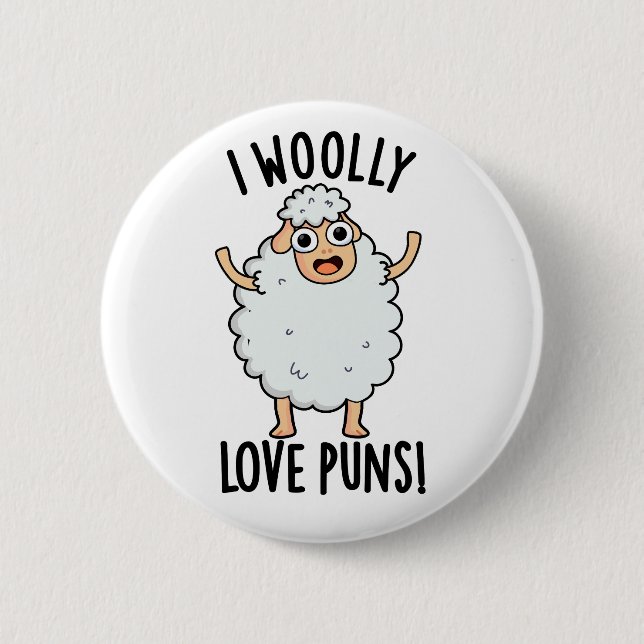 I Wooly Love Puns Funny Sheep Pun  Knapp (Framsida)